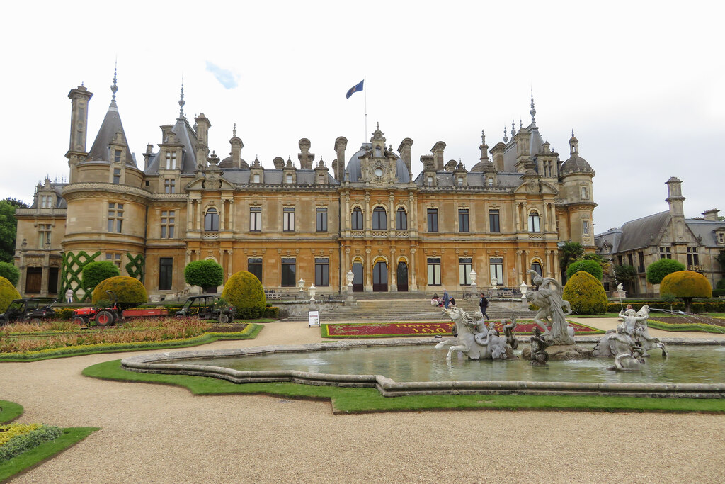 View of Waddesdon Manor from across the parterre gardens.